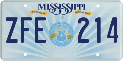 MS license plate ZFE214