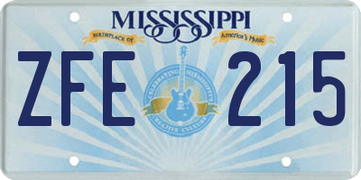 MS license plate ZFE215