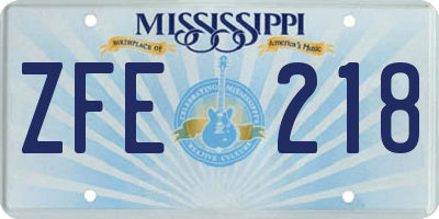 MS license plate ZFE218