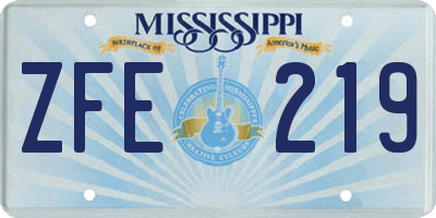 MS license plate ZFE219
