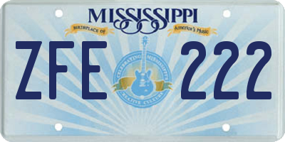 MS license plate ZFE222