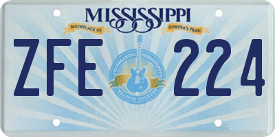 MS license plate ZFE224