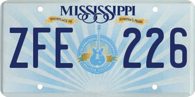 MS license plate ZFE226