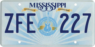 MS license plate ZFE227