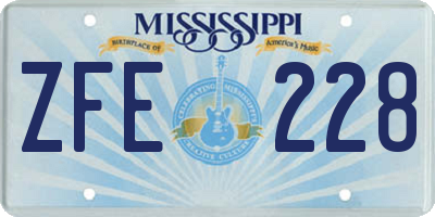 MS license plate ZFE228