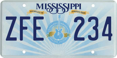 MS license plate ZFE234
