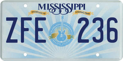 MS license plate ZFE236