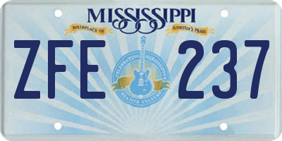 MS license plate ZFE237