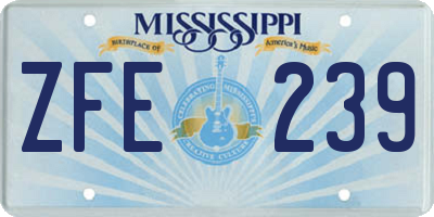 MS license plate ZFE239