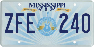MS license plate ZFE240