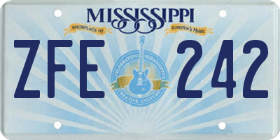 MS license plate ZFE242