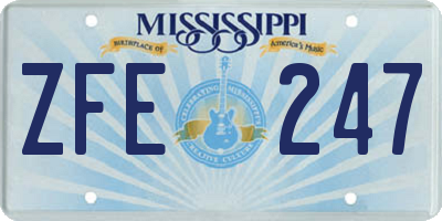 MS license plate ZFE247