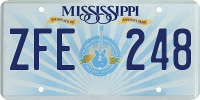 MS license plate ZFE248