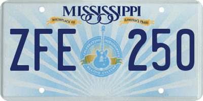 MS license plate ZFE250