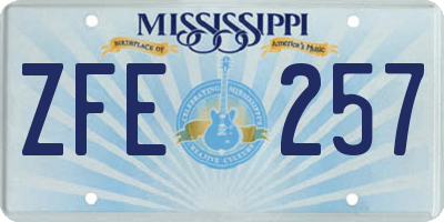 MS license plate ZFE257