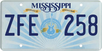 MS license plate ZFE258