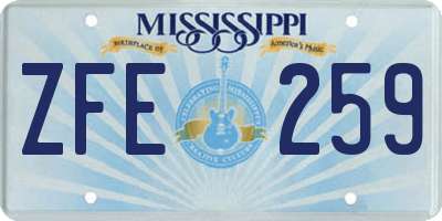 MS license plate ZFE259