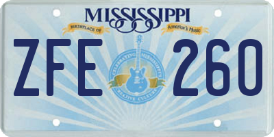 MS license plate ZFE260