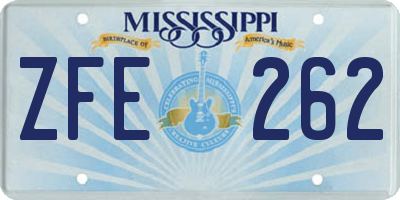 MS license plate ZFE262