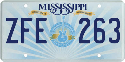 MS license plate ZFE263