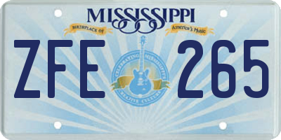 MS license plate ZFE265