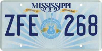 MS license plate ZFE268
