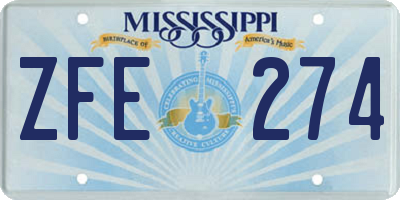 MS license plate ZFE274