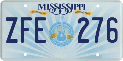 MS license plate ZFE276