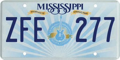 MS license plate ZFE277