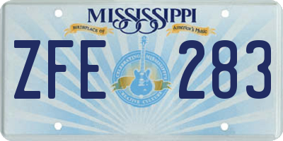 MS license plate ZFE283