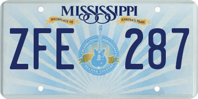 MS license plate ZFE287