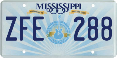 MS license plate ZFE288
