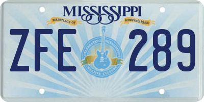 MS license plate ZFE289