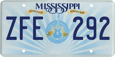MS license plate ZFE292