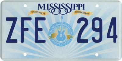 MS license plate ZFE294