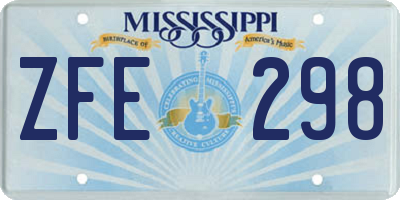 MS license plate ZFE298