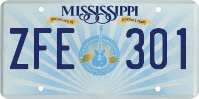 MS license plate ZFE301