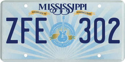 MS license plate ZFE302