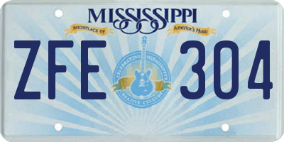 MS license plate ZFE304