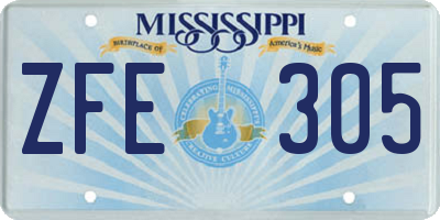 MS license plate ZFE305