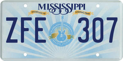 MS license plate ZFE307