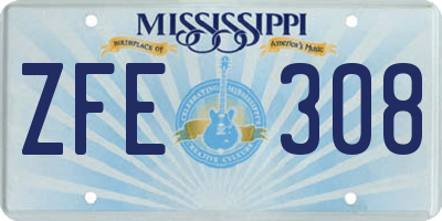 MS license plate ZFE308