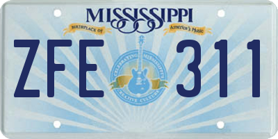 MS license plate ZFE311
