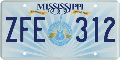 MS license plate ZFE312