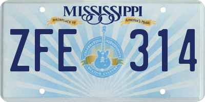 MS license plate ZFE314