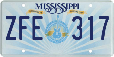 MS license plate ZFE317