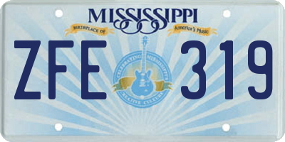 MS license plate ZFE319