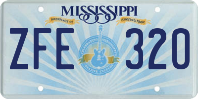 MS license plate ZFE320