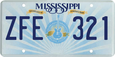 MS license plate ZFE321