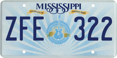 MS license plate ZFE322